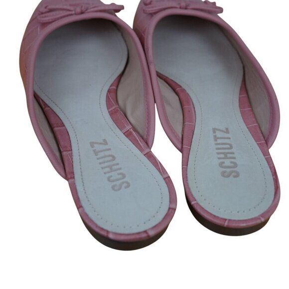 Schutz "Carlene" Rosa Croc Embossed Mule Ballet Flats‎ Sz 6B - Picture 4 of 9